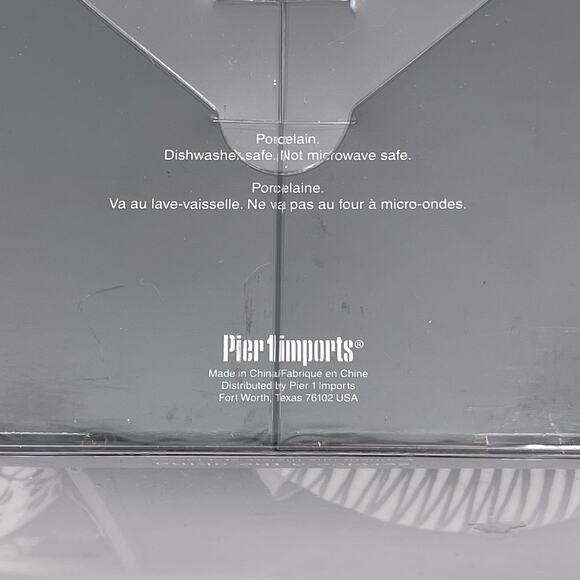 Pier 1 Imports AKINA Tea Pot Four Cup Set Porcelain Black White Pattern NEW - Picture 9 of 10